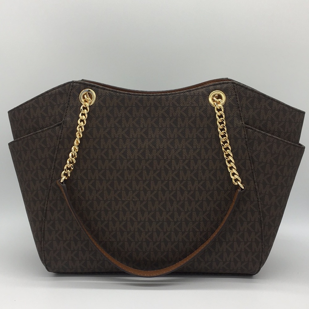 MICHAEL KORS LG CHAIN SHLDR TOTE BROWN 35F8GTVE7B NWT - Picture 6 of 16